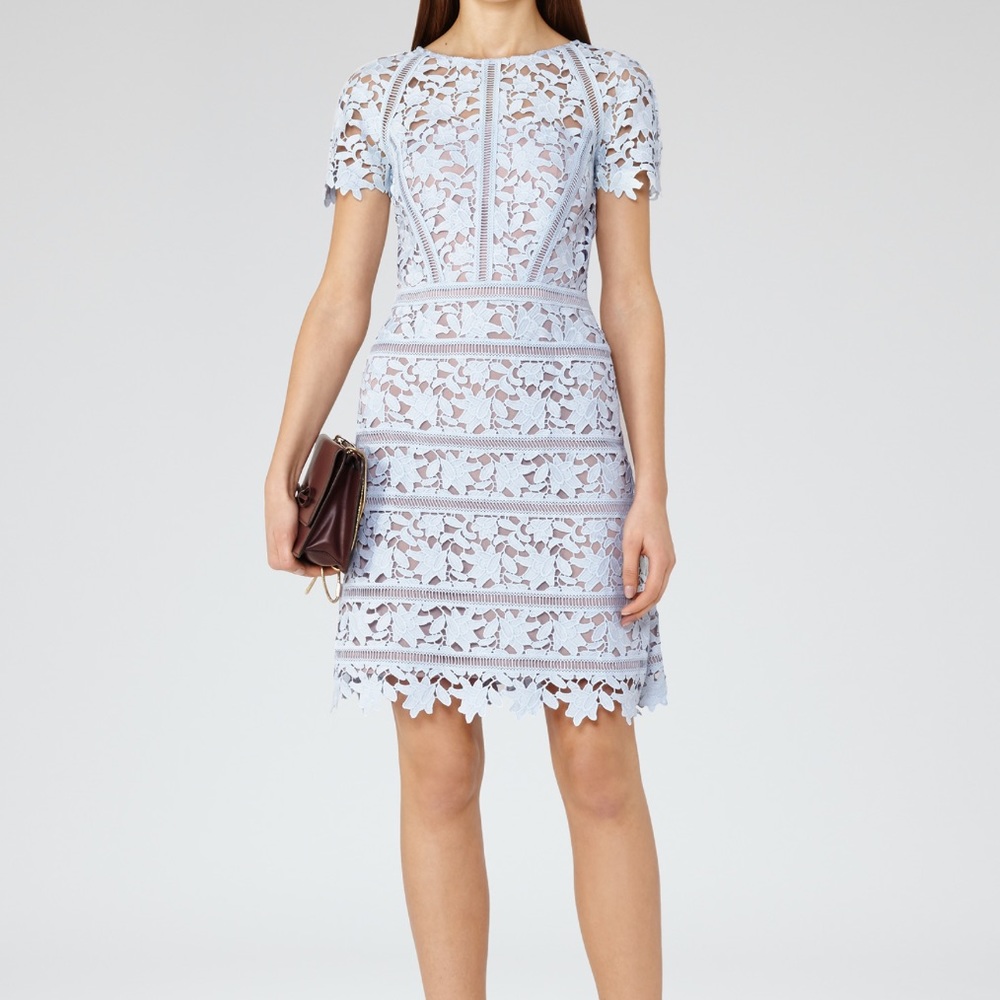 Reiss light blue lace cocktail dress. Perfect spring and summer. Worn once.